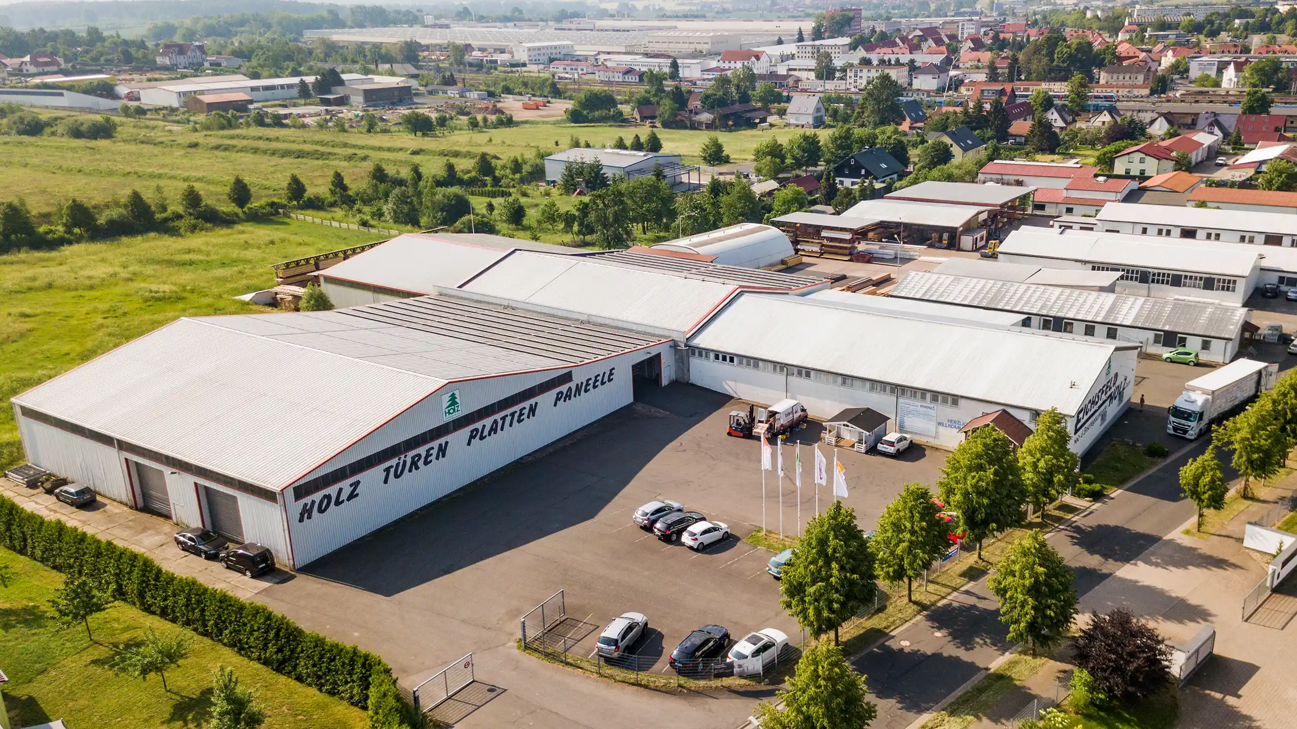 Luftaufnahme vom Standort der Eichsfeld Holz GmbH